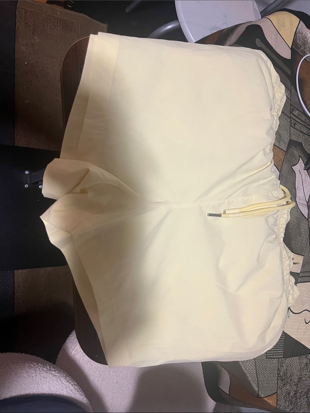 Athleta Pale Yellow High-Waist Lounge Shorts